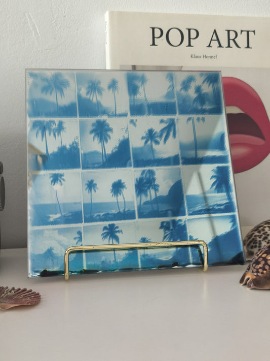 My First Cyanotype On Glass Mirror