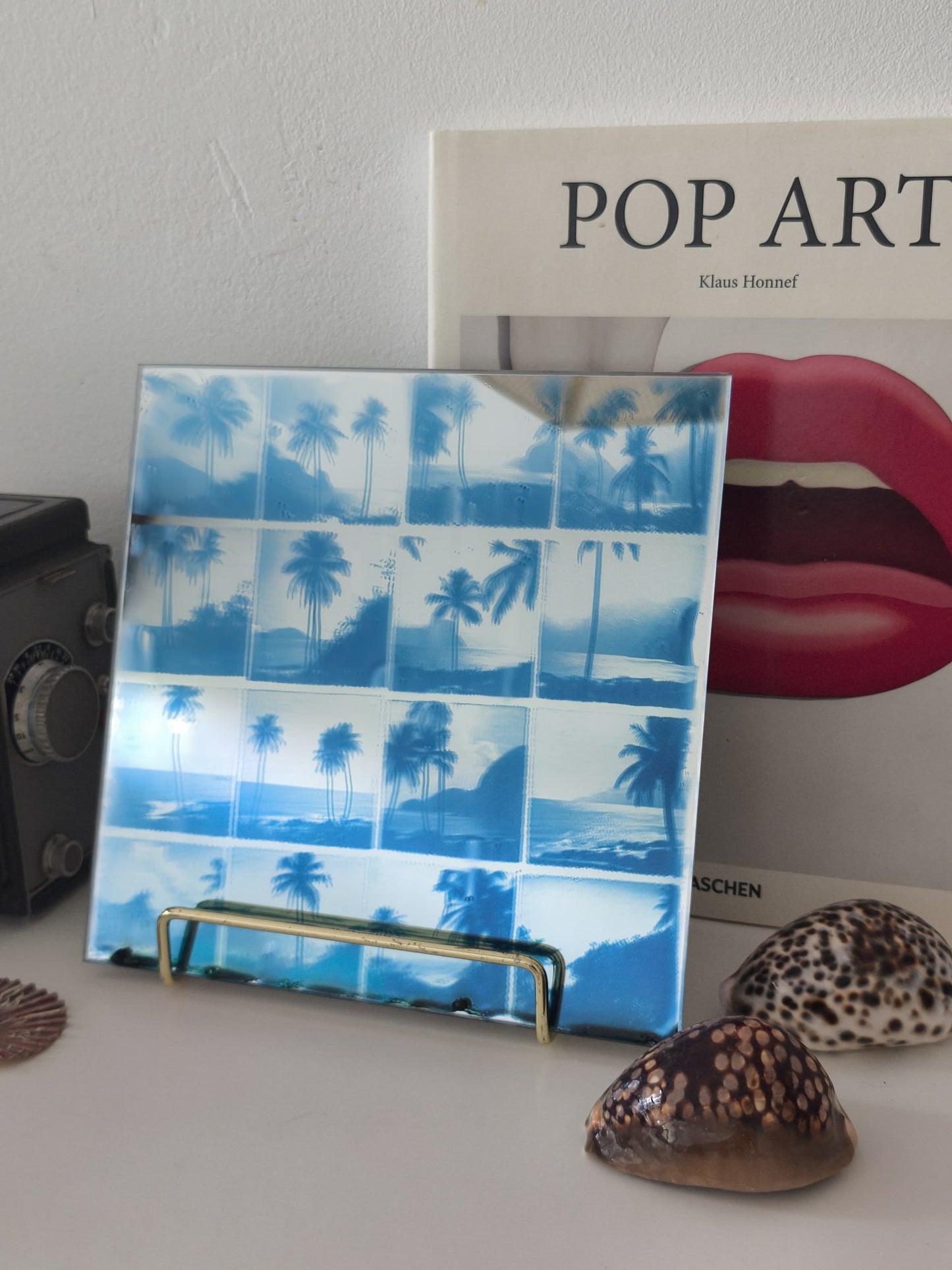 My First Cyanotype On Glass Mirror